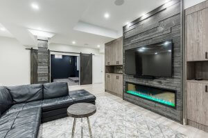 basemen with large tv in Toronto