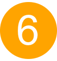 Number 6 in orange circle icon